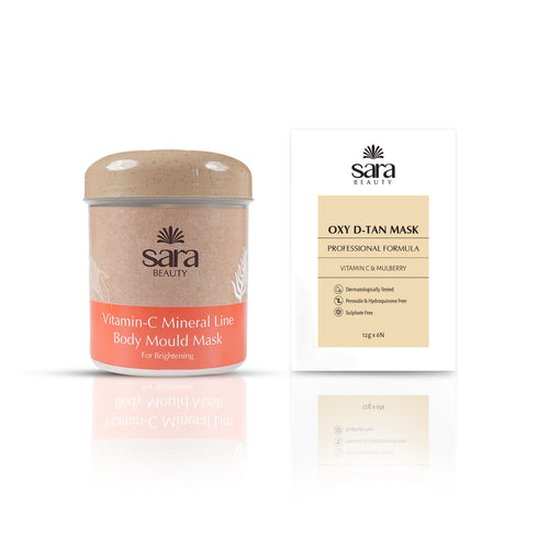 SARA Vitamin C Line Body Mould Mask No-13 ( IN JAR) + SARA Oxy D tan Mask-72g