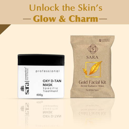 Sara Oxy D-TAN® Mask, 400gm + Gold Facial Kit, 43gm