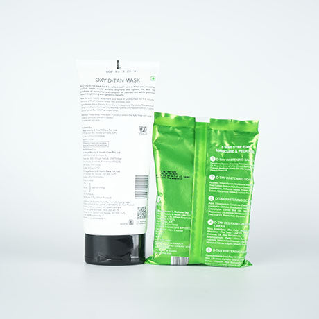 Sara Oxy D-TAN Mask for Tan Removal and Skin Tone Correction for Oily and Blemish Prone Skin (175 g) | De-tan for Men and Women | With D-Tan Manicure & Pedicure Kit