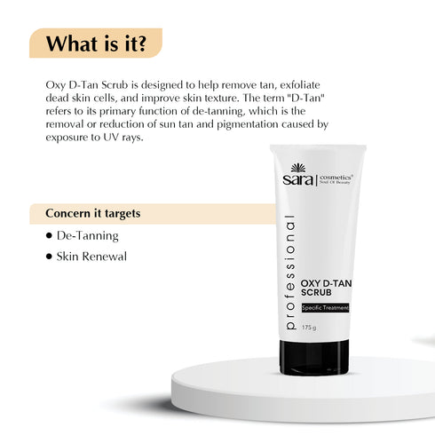 Sara Oxy D-Tan Scrub | Tan-Free Skin & Acne-Prone Skin | Super Soft Face Scrub For All Skin Types | For Women & Men | 175g