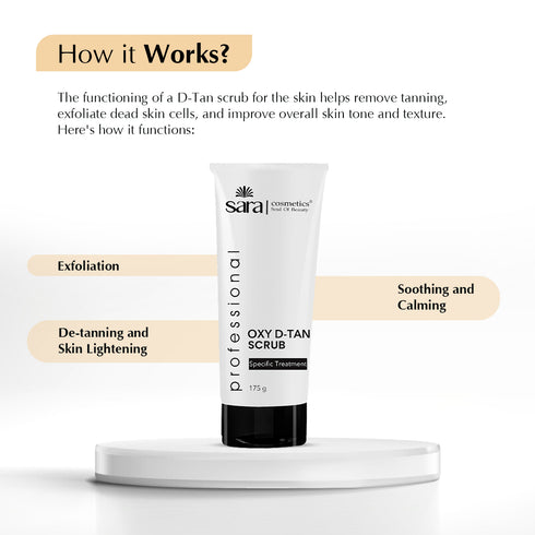 Sara Oxy D-Tan Scrub | Tan-Free Skin & Acne-Prone Skin | Super Soft Face Scrub For All Skin Types | For Women & Men | 175g