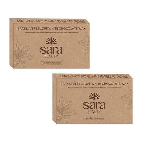 Sara Peel off White Chocolate Wax with Organic Cocoa - Professional full Body and Intimate Hair Removal Wax | Pack of 2 (500g)