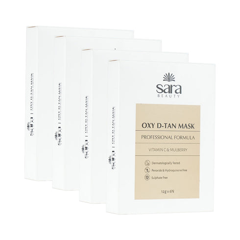 Sara Oxy D-TAN® Mask for Tan Removal and Skin Tone Correction for Oily and Blemish Prone Skin (24 Sachets x 12 gm) | De-tan for Men and Women (Pack of 4) For Single use