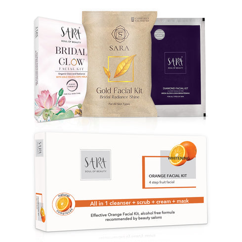 Bridal Glow with Diamond, Gold and Orange Facial Kit Combo