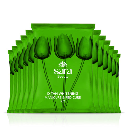 Sara D-Tan Pedicure Manicure Kit for All Skin Type, Infused with Botanical Extracts for Soft, Healthy, & Tan-free Skin 50 gm | Pack of 12