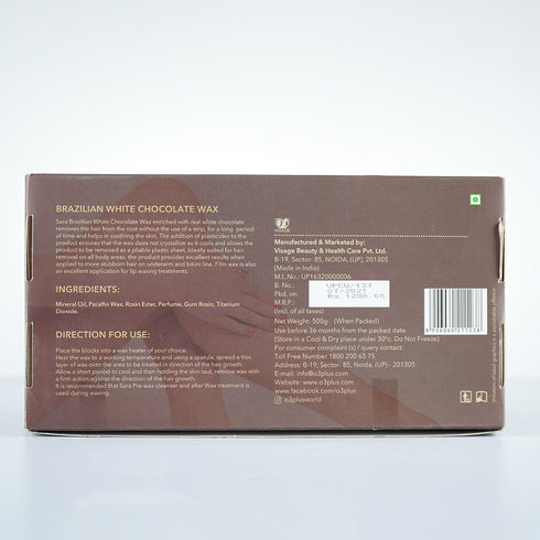 Sara Peel off Dark Chocolate Wax with Organic Cocoa - Professional Body Face Arm Legs Hair Removal Wax | 500g