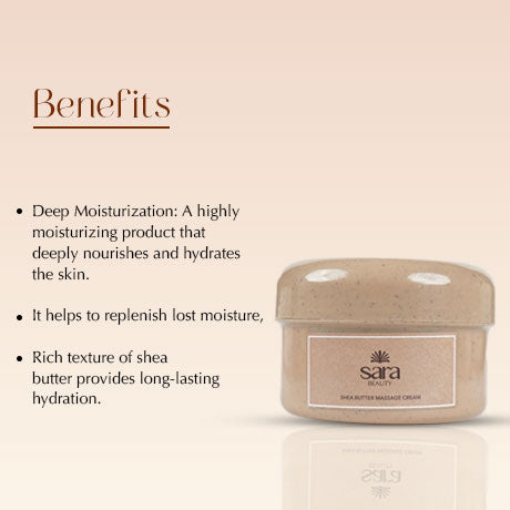 Sara Shea Butter massage cream For Smooth and Shinny skin For Women, Men | Suitable for all skin types, 350g