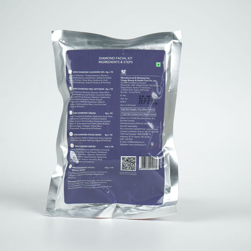 SARA Diamond Facial Kit Infused with Aloe Vera & Cucumber Fruit Extract | Perfect For Tan Removal & Brightening Skin | 62g