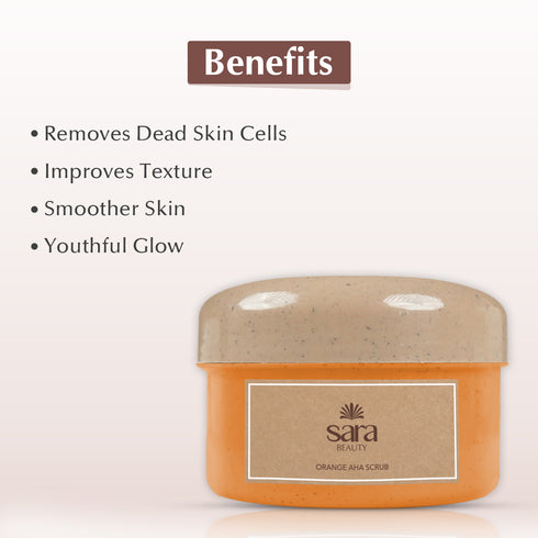Sara Orange AHA Scrub Enriched with Vitamin C for Blackhead & D-TAN® Removal Pore Cleansing Face Brightening Gel | 350g