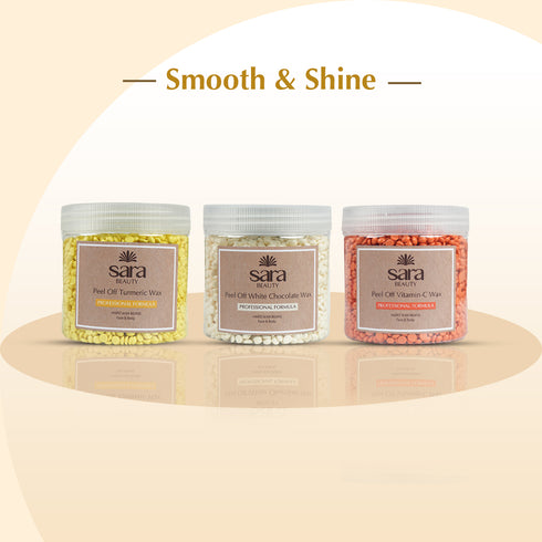 Sara Vitamin C Beans Wax 400 + Sara Turmeric Beans Wax 400 G + Sara White Chocolate Beans Wax 400 G