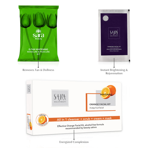 Dtan Pedicure Manicure kit with Diamond & Orange Facial Kit Combo