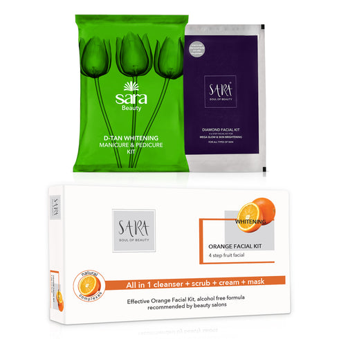 Dtan Pedicure Manicure kit with Diamond & Orange Facial Kit Combo