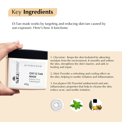 Sara Oxy D-tan Mask For Instant Tan Removal And Nourish skin | All Skin Type | Perfect for Men & Women | 400g