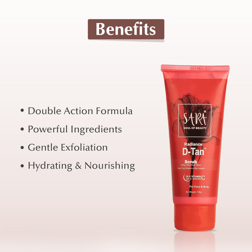 Sara Radiance D-TAN® Scrub | D-Tan Pack for TAN Removal for Men and Women | Pack of 2 | 200g