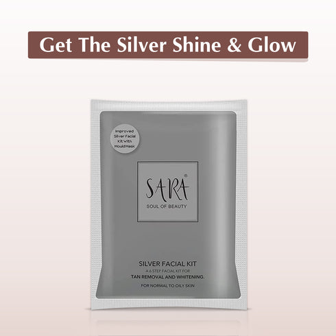 Sara Silver D-Tan Facial Kit for Normal to Oily Skin for Tan Removal | Instant Glow & Shinny skin | 62g