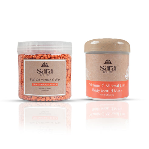 SARA VITAMIN C BEANS WAX 400 + Vit-C Mineral Line Body Mould Mask No-13 ( IN JAR)