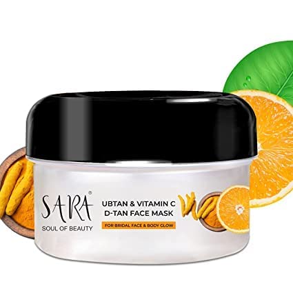 Sara Ubtan & Vitamin C D-TAN® Face Mask Pack for Glowing Skin | Detan for All Skin Types, 330g