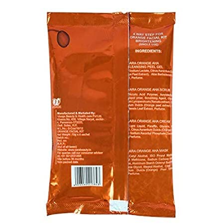 Sara Orange Facial Kit for Skin Cleansing & Brightening | Single Use | 2x40g