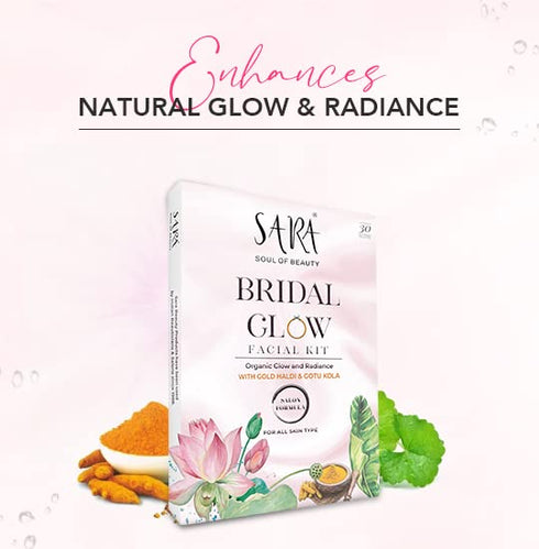 Sara Bridal Glow Facial Kit With Gold Haldi & Gotu Cola For Instant Brightening & Whitening Skin | Suitable For All Skin Types | With Oxy D-Tan Mask 175gm (Combo pack) | 216g