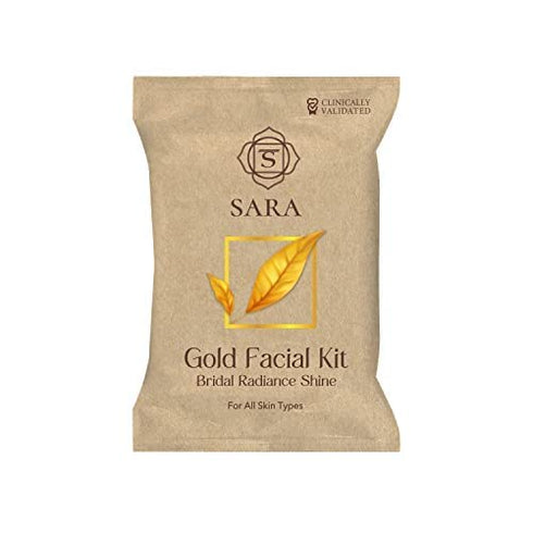 Sara Gold Facial Kit for Bridal Radiance & Shine for All Types of Skin | Pack of 2 | 62g