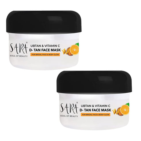 SARA Ubtan & Vitamin C D-TAN® Face Pack For Instant Tan Remover & Glowing Skin For Women, Men | De-Tan For All Skin Types | Pack of 2 | 660 gm