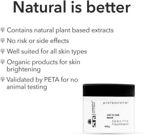 Sara Oxy D-Tan Mask & Scrub Pack For Instant De-Tan Removal & Acne Prone Free skin | 800g