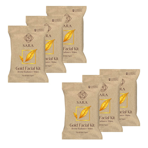 Sara Gold Facial Kit For Bridal-Looking Skin | Salon Like Glow At Home | Perfect Facial Kit For All Skin Types | For Women & Men | 6x43g