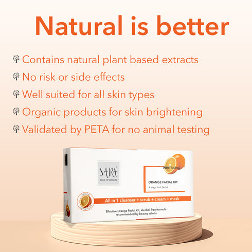 Sara Orange Facial Kit Perfect Glow Booster & Prevent Acne | All In 1- Cleanser, Scrub, Cream And Mask | All Skin Types | Facial Kit For Women & Men | 4x50g