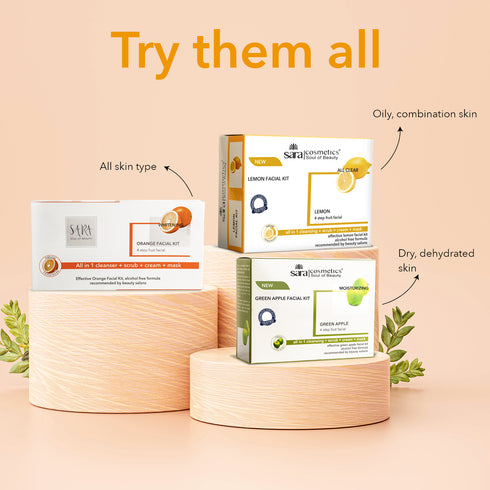 Sara Banana Facial Kit | For Brightening And Nourishing Skin | All in 1 ( cleansing + scrub + cream + mask ) | Suitable for All Skin Type | 4x50g