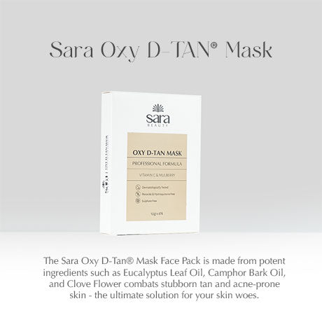 Sara Oxy D-TAN® Mask for Tan Removal and Skin Tone Correction for Oily and Blemish Prone Skin (24 Sachets x 12 gm) | De-tan for Men and Women (Pack of 4) For Single use