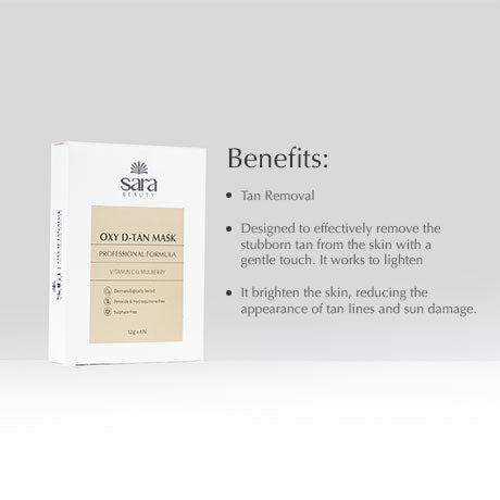 Sara Oxy D-TAN® Mask for Tan Removal and Skin Tone Correction for Oily and Blemish Prone Skin (36 Sachets x 12 gm) | De-tan for Men and Women (Pack of 6) For single use.