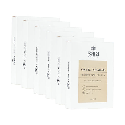 Sara Oxy D-TAN® Mask for Tan Removal and Skin Tone Correction for Oily and Blemish Prone Skin (36 Sachets x 12 gm) | De-tan for Men and Women (Pack of 6) For single use.