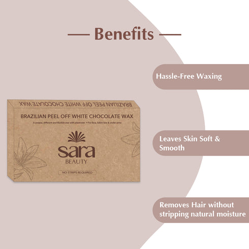 Sara Peel off White Chocolate Wax with Organic Cocoa - Professional full Body and Intimate Hair Removal Wax | Pack of 2