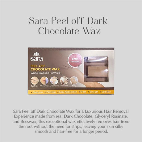 Sara Peel off Dark Chocolate Wax with Organic Cocoa - Professional Body Face Arm Legs Hair Removal Wax