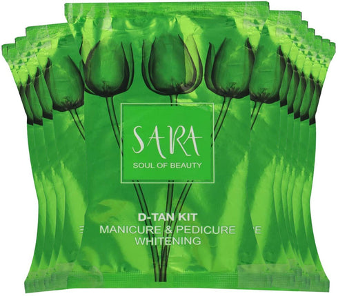 Sara D-Tan Pedicure Manicure Kit for All Skin Type, Infused with Botanical Extracts for Soft, Healthy, & Tan-free Skin 50 gm | Pack of 12