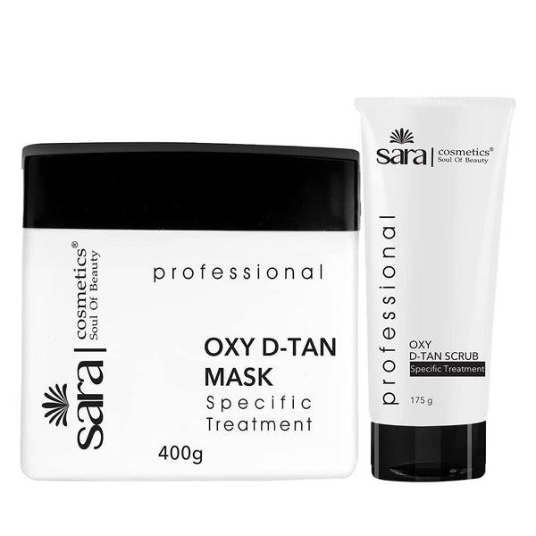 Sara Oxy D-Tan Face Mask Pack, 400gm + Oxy D-Tan Scrub, 175gm For Instant Tan removal & Blemish Prone skin | De-Tan For Women, Men | (Pack of 2)