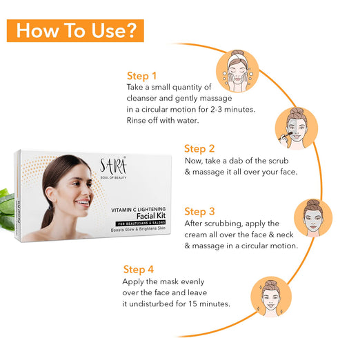 Sara Vitamin C Lightening Facial Kit For Boost Glow & Brightens Skin 20gm