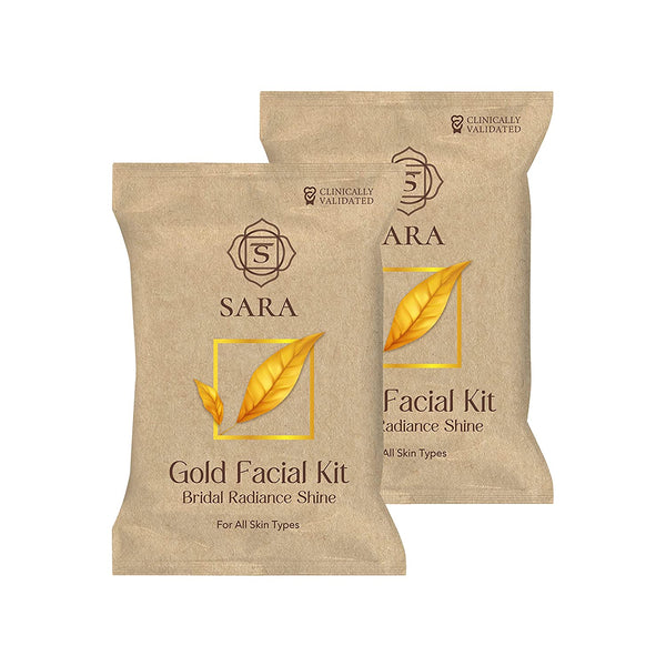 Sara Gold Facial Kit for Bridal Radiance & Shine for All Types of Skin 62gm | Pack of 2